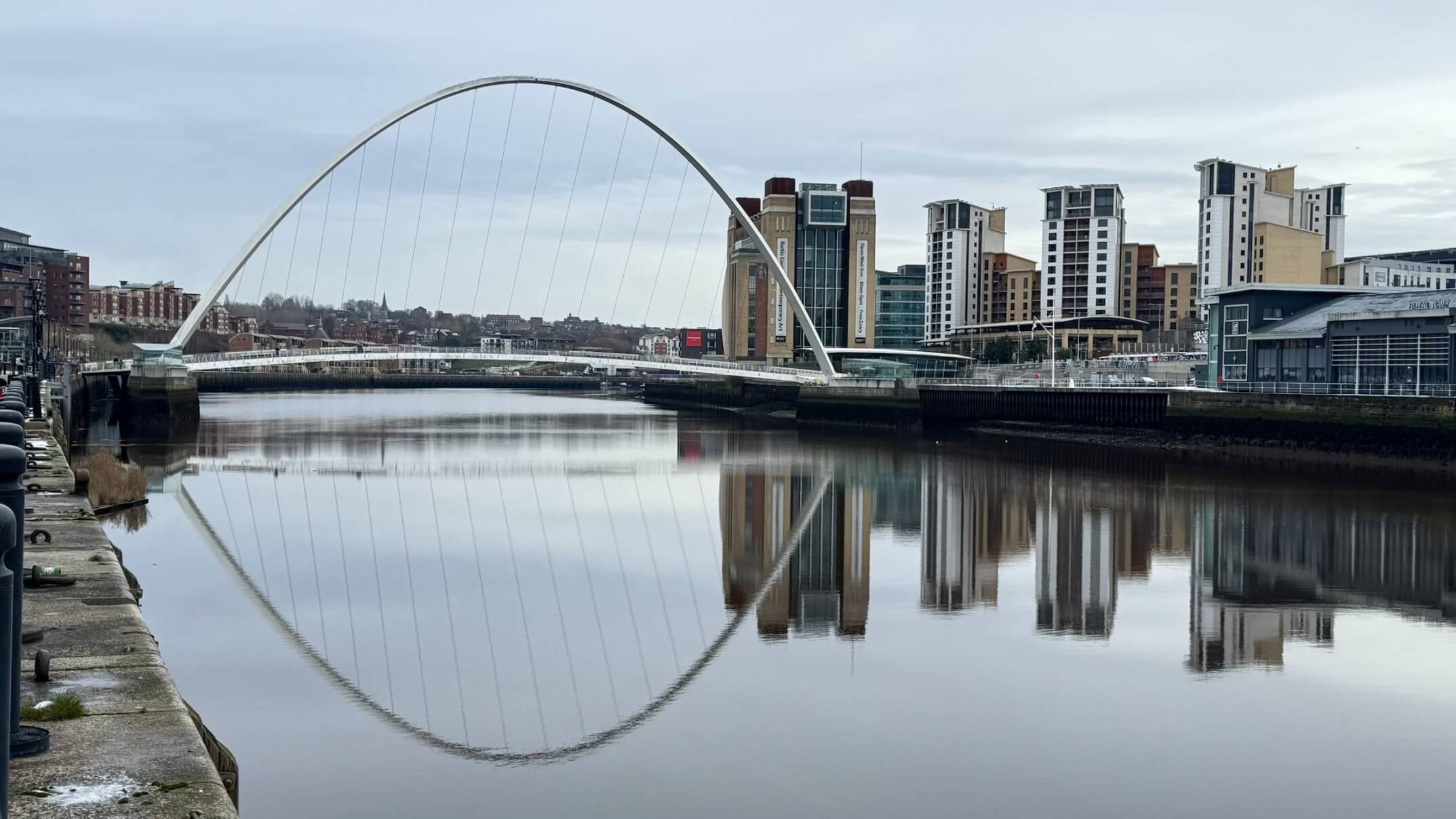 Newcastle Queyside with water and bridge