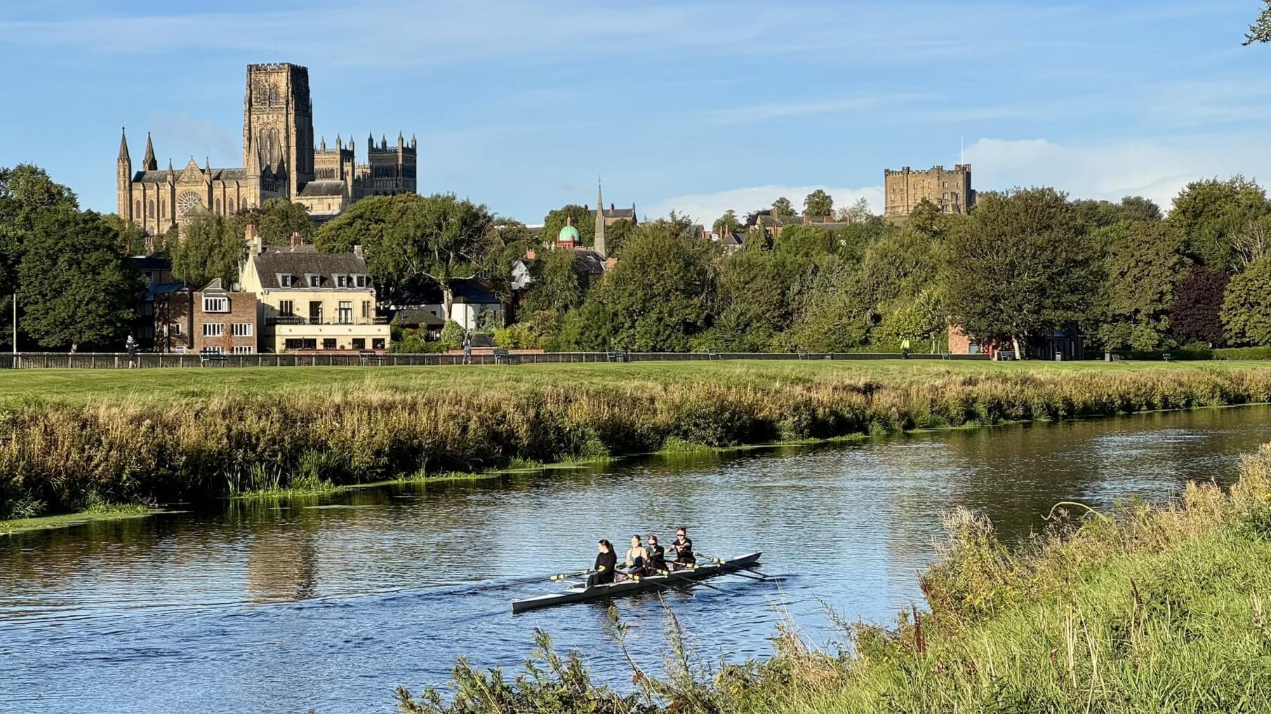 Rowers on Durham River, Cathedral in background